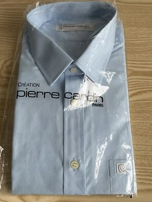 VINTAGE, NEW OLD STOCK 1980s,  PIERRE CARDIN PARIS,  MENS FORMAL BLUE SHIRT, 17 - Image 1 of 4