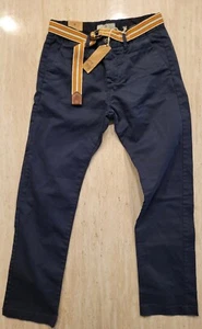 NWT BOYS  SCOTCH SHRUNK CLASSIC NAVY PANT W ADJUSTABLE WAIST/  BELT  8YR - Picture 1 of 5