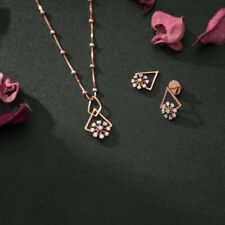 Diamond 14K Rose Gold Finish 2.5Ct Lab Created Round Wedding Flower Jewelry Set