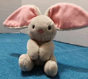 Vtg Dakin Easter Bunny Rabbit 6.5" with Huge Ears Plush Korea Grey Pink Ears  - Picture 1 of 12