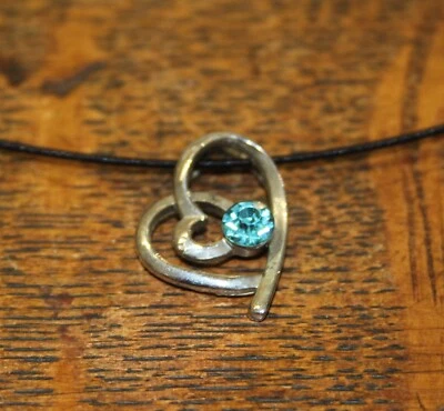 Modeschmuck Anhänger Herz - Ca. 18 x 22 mm - hellblauer Simili + Halsreif (M25) - Bild 1 von 4