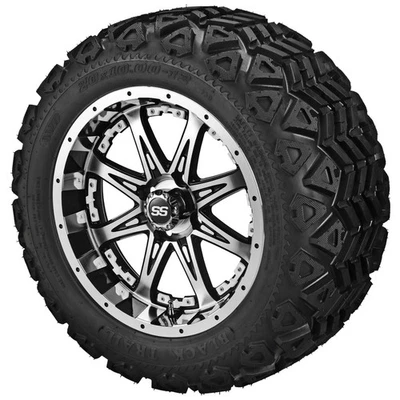 4) Neumáticos Trail 20x10-12 negros en ruedas Revenge negras/mecanizadas de 12" con insertos blancos Foto 1 de 4