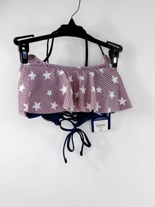NWT Arizona Jean Co Swimwear Womens Bikini Top Stars & Stripes Print Size Small - Picture 1 of 5