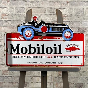 MOBILOIL Enamel Sign Double-Sided 24x15.4x2" (61x39x5cm) Large Vintage Rare Sign - Picture 1 of 18