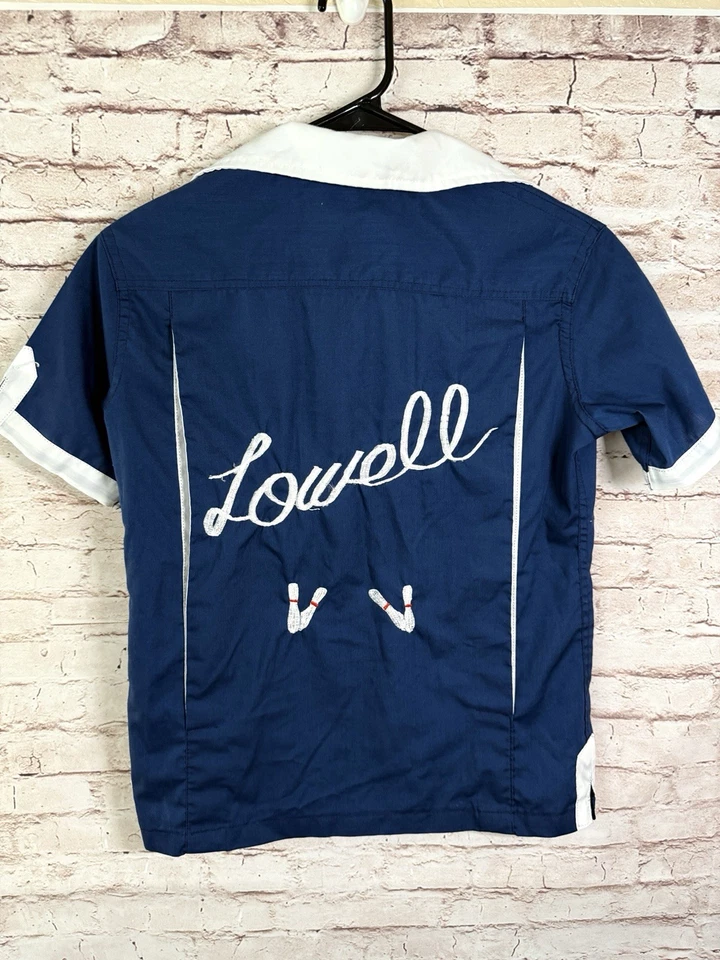 Camisa de boliche vintage azul marino de algodón bordada Rockabilly XS/S Foto 1 de 4