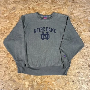 Vintage Champion Reverse Weave  Sweatshirt XL Notre Dame Spell Out Logo Green - Picture 1 of 8