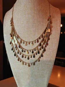 Joan Rivers Dangle Statement Necklace – Multi Strand Bib Teardrop gold-tone - Picture 1 of 5