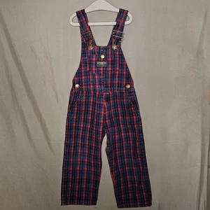 OshKosh B'Gosh Plaid Overalls Vintage Toddler Size 4 - Picture 1 of 5