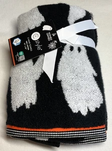 CARO HOME ASCIUGAMANI (2) GHOSTS NERO BIANCO 100% Cotone 16 X 26 Nuovo con etichette - Foto 1 di 2