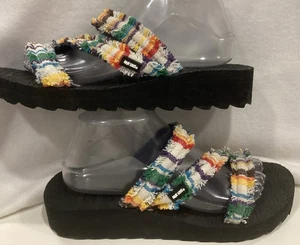 MUK LUKS Sandals Wave Riptide Women's 9 Multi Colored Stripe Boho New - Picture 1 of 7