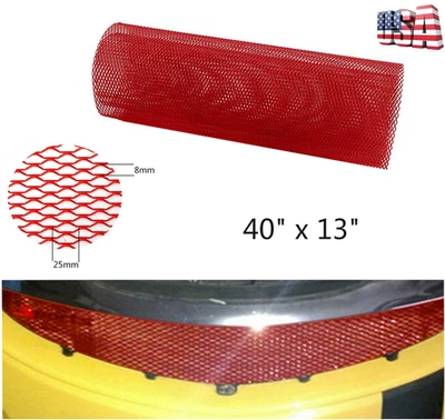 Universal 100x33cm Seagull Hole 8x25mm Car Bumper Grille Grill Mesh Net Vent Red Foto 1 de 4