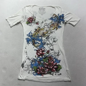 In Vein Beaded Bling Y2K Graffiti T-Shirt Kleid Koi Fisch Tattoo Style RAR - Bild 1 von 4
