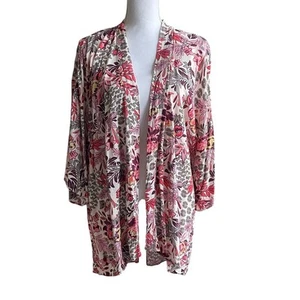 Knox Rose Damen Halstuch XL/2X rosa Blumen vorne offen Landhaus Oma Boho Festival - Bild 1 von 8