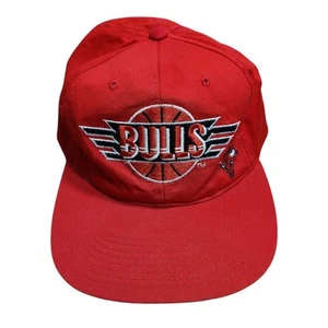Vintage 90s Chicago Bulls NBA Rare Logo Red Sports Snapback Hat Cap - Picture 1 of 7