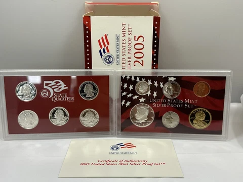 2005 S US Mint Silver Proof Set 10 Coins OGP Box COA Cover