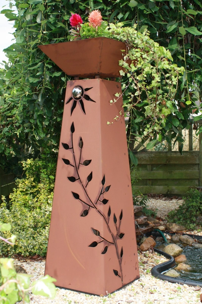 XL Rostsäule RS58 'Carpe Diem' – 100 Cm Hoch, 25x25 Cm, Naturrost, Handarbeit Aus Deutschland
