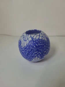 Round Ball Candle Mosaic Blue Glowing Unscented SFCC Wax Vintage Retro - Picture 1 of 4