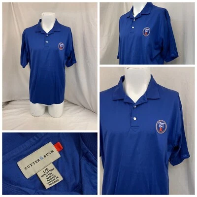 Cutter And Buck Golf Shirt L Blue 100% Cotton Short Sleeve Polo YGI O2-353 - Image 1 of 4