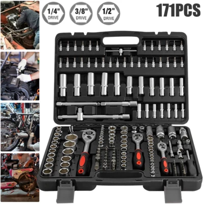 LONENENSSL 171 tlg 1/4" Steckschlüssel Satz Nusssätze Knarrenkasten Ratschenkasten Nüsse