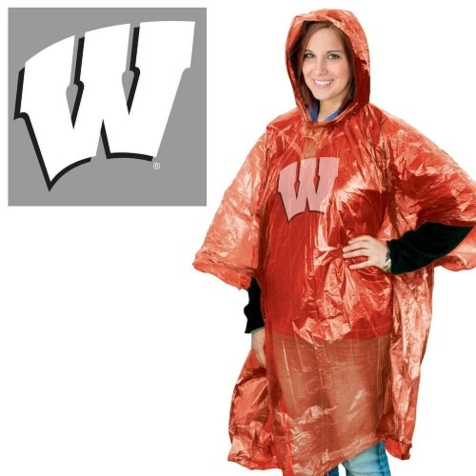Poncho de lluvia Wisconsin Badgers talla única [NUEVO] NCAA chaqueta de nieve portón trasero de estadio Foto 1 de 1
