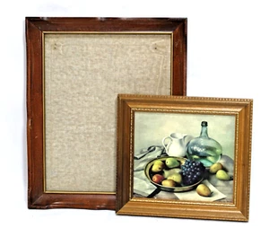 Vintage Wood Picture Frames Scalloped Edge & Still Life Print Set 2 - Picture 1 of 6