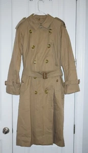 Vintage BURBERRY LONDON Mens 46 Reg Tan Beige Belted Trench Coat Check Lining - Picture 1 of 10