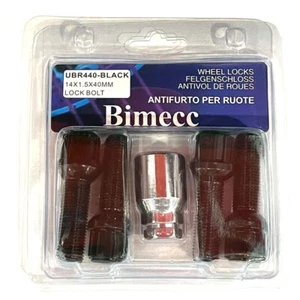 BIMECC 14x1.50 Radius Black Lock Nuts Wheel Locks Locking Nuts - Picture 1 of 3