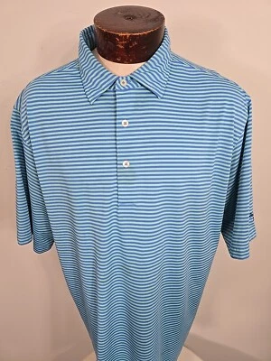 Camisa polo de golf Donald Ross para hombre XL azul verde a rayas Bellair CC manga corta Foto 1 de 4