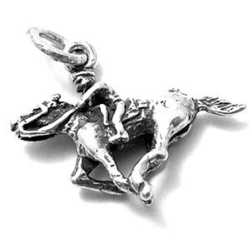 925 Sterling Silver 3D Horse Racer Charm - Изображение 1 из 1