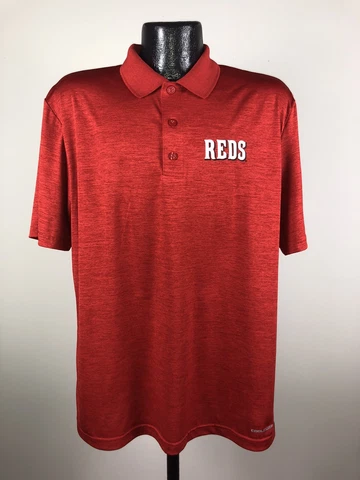 Men's Majestic Cool Base MLB Cincinnati Reds Short Sleeve Performance Polo NWT L Cover