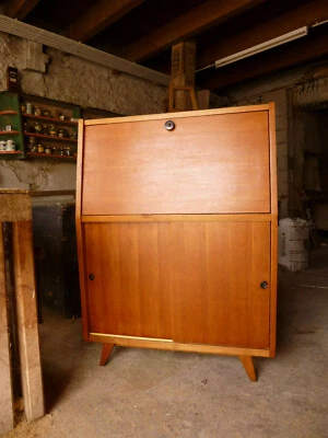 Secrétaire vintage années 50/60, pieds compas - Photo 1/4