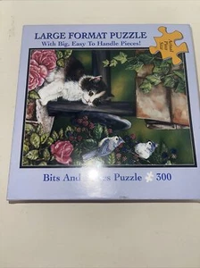 Bits And Pieces  Wishing Well Kitty & Birds, Jane Maday ￼300 Piece Jigsaw Puzzle - Picture 1 of 10