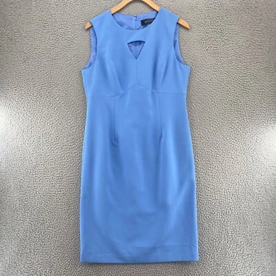 Kasper Dress Womens 8 Blue Sheath Cutout Sleeveless Knee Length Career Office - Image 1 of 4