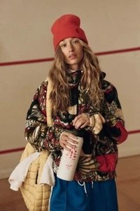Free People Wild and Free Pullover in Pile Stampato Donna S Retrò Y2K Tempo Libero - Foto 1 di 8