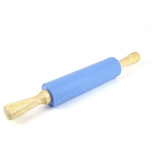 Silicone Rolling Pin For Baking Nonstick Rolling Pin Dough Roller Wooden Handle - Picture 1 of 7