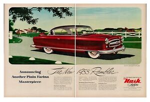 1953 Nash Rambler Car Auto Automobile Vintage Print Ad Horse Racing Farm Club US
