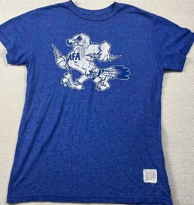 Camiseta de fútbol de la Fuerza Aérea para hombre pequeña azul y blanca marca retro ajustada con logotipo’d Foto 1 de 4