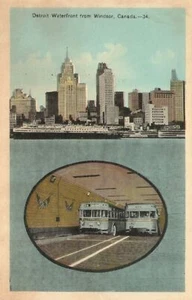Vintage Postcard 1920's Detroit River Waterfront From Windsor Canada - Picture 1 of 2