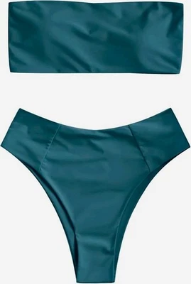 Conjunto de bikini bandeau de corte alto para mujer ZAFUL traje de baño sin tirantes GRANDE Foto 1 de 4