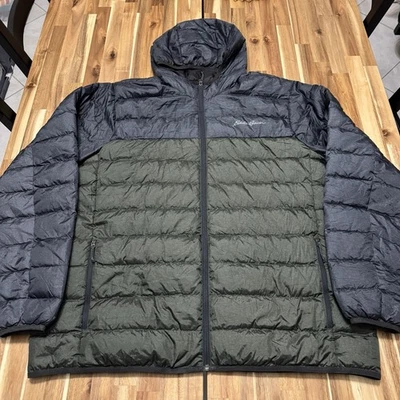 Eddie Bauer Puffer Jacket Mens 2XL Gray Green Cirruslite Down Hooded EB650 - Image 1 of 4