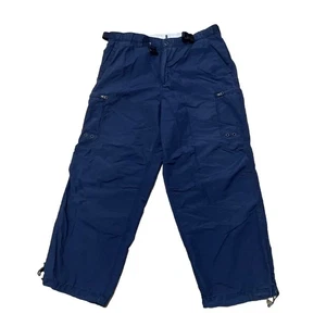 Old Navy Brand vtg Y2k Cargo Pants Men L Baggy Paratrooper Blue Belt Tech 38x29 - Picture 1 of 24