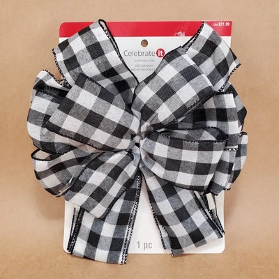 Celebrate It Búfalo Blanco y Negro Cuadros Decoración Arco Vacaciones de Navidad NUEVO Foto 1 de 3