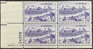 U.S. Scott #994, P.B. of 4, Kansas City, Missouri 100th Anniversary, VF, MNH - Picture 1 of 2