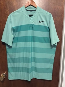 Nike Tiger Woods Collection Polo Shirt Mens XL Striped Golf Dri-FIT Zip Up - Picture 1 of 7