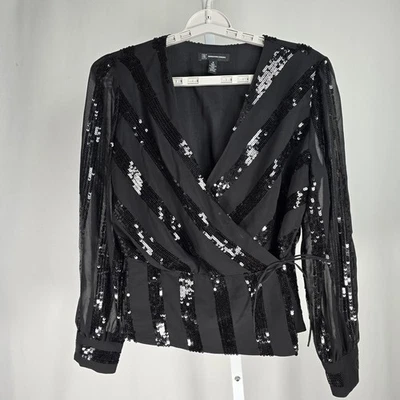 INC International Concepts рубашка женщин средний черный блестками надежном блузка - Изображение 1 из 4