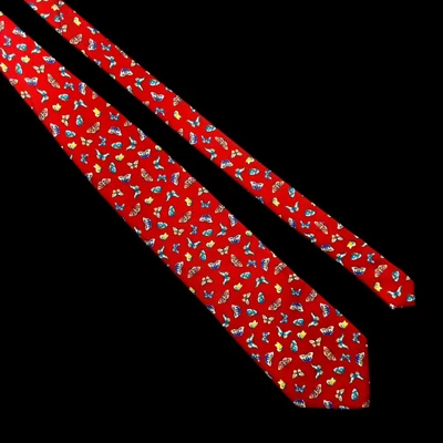 Corbata de seda Maxims De Paris para hombre mariposas rojas novedad 54X4 hecha en Italia Foto 1 de 4