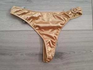 BNWT Vintage Ann Summers Gold Satin Rush Thong Size 14-16 - Picture 1 of 24