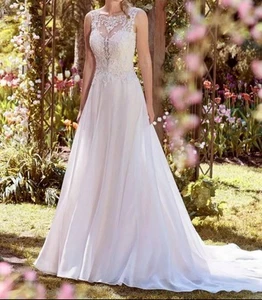 Maggie Sottero Rebecca Ingram Ivory Wedding Dress Size 12 Blush Pink - Picture 1 of 9