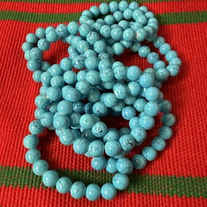 Bracciale con perline in vetro turchese fatto a mano nuovo senza etichette 10 mm - Foto 1 di 3