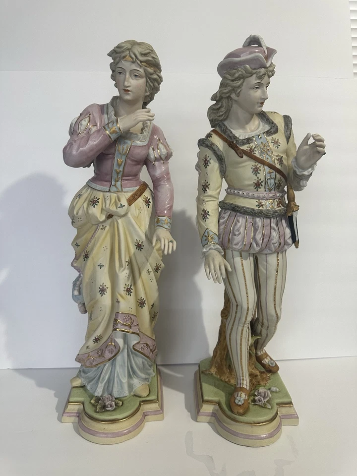 Par de figuras alemanas de cerámica de principios del siglo XX Foto 1 de 4